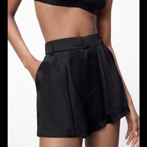 Zara pleated satin black shorts xs
